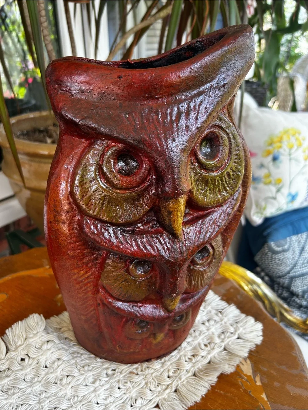 Vintage Mexican Folk Art Owl Vase